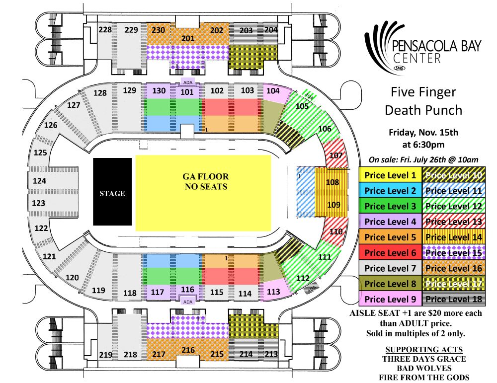 Pensacola Bay Center Seating Chart Dave Matthews Band